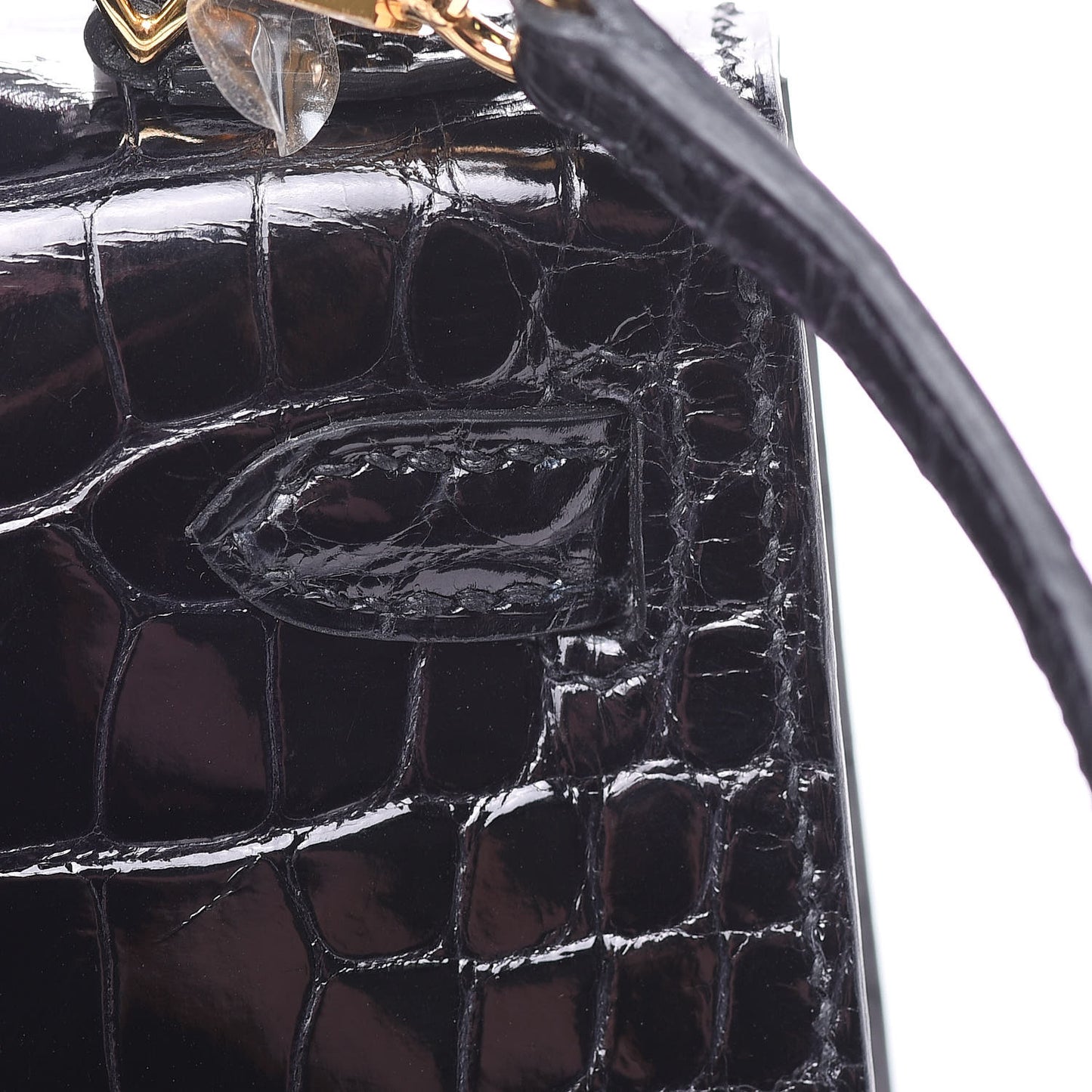 Shiny Alligator Mini Kelly Sellier 20 Black