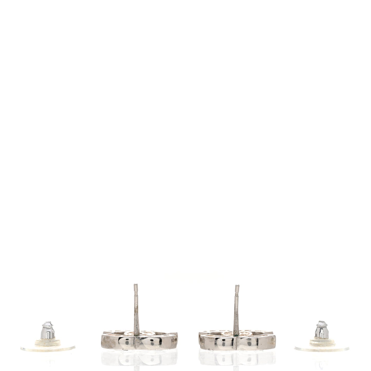 Baguette Crystal CC Earrings Silver Grey