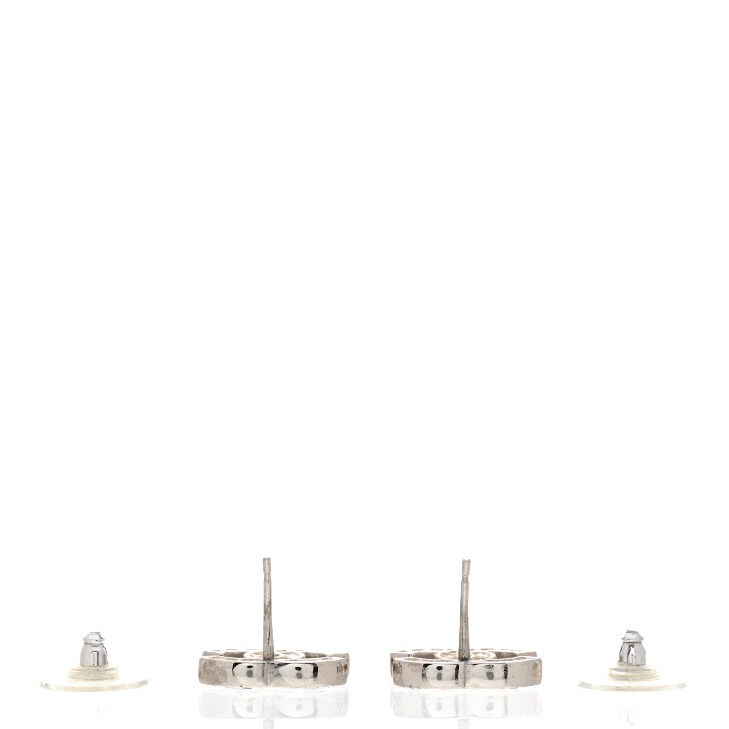 Chanel Baguette Crystal CC Earrings Silver Grey 3 of 6