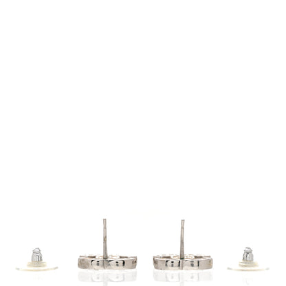 Chanel Baguette Crystal CC Earrings Silver Grey 3 of 6