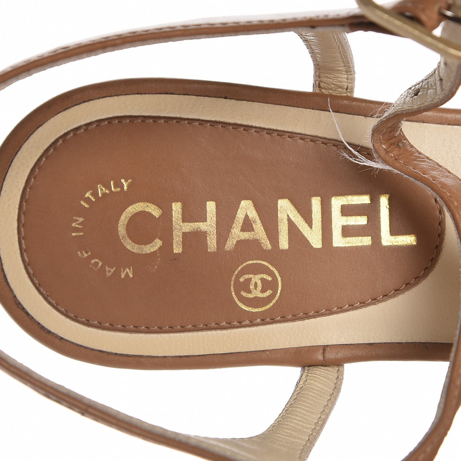 Chanel Calfskin Medallion Thong Sandals 38 Beige 9 of 9