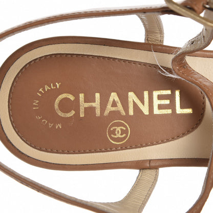 Chanel Calfskin Medallion Thong Sandals 38 Beige 9 of 9