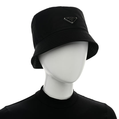 Prada Re-Nylon Metal Triangle Logo Womens Bucket Hat L Black 2 of 7