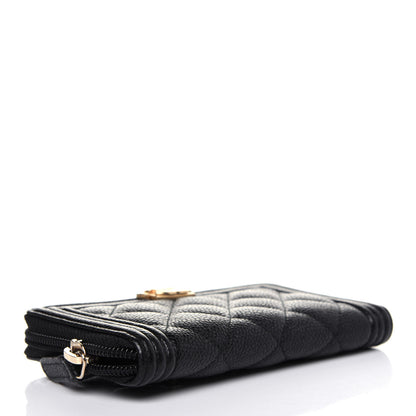 Chanel Caviar Quilted Small Boy Zip Around Wallet Black 4 of 12