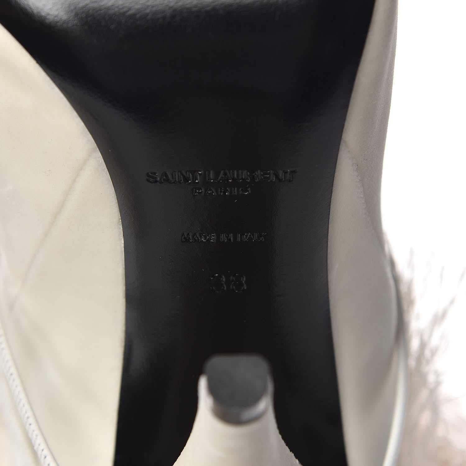 Saint Laurent Veluto Master Ostrich Yeti 110 Over The Knee Boots 38 Blanc Optique 6 of 8