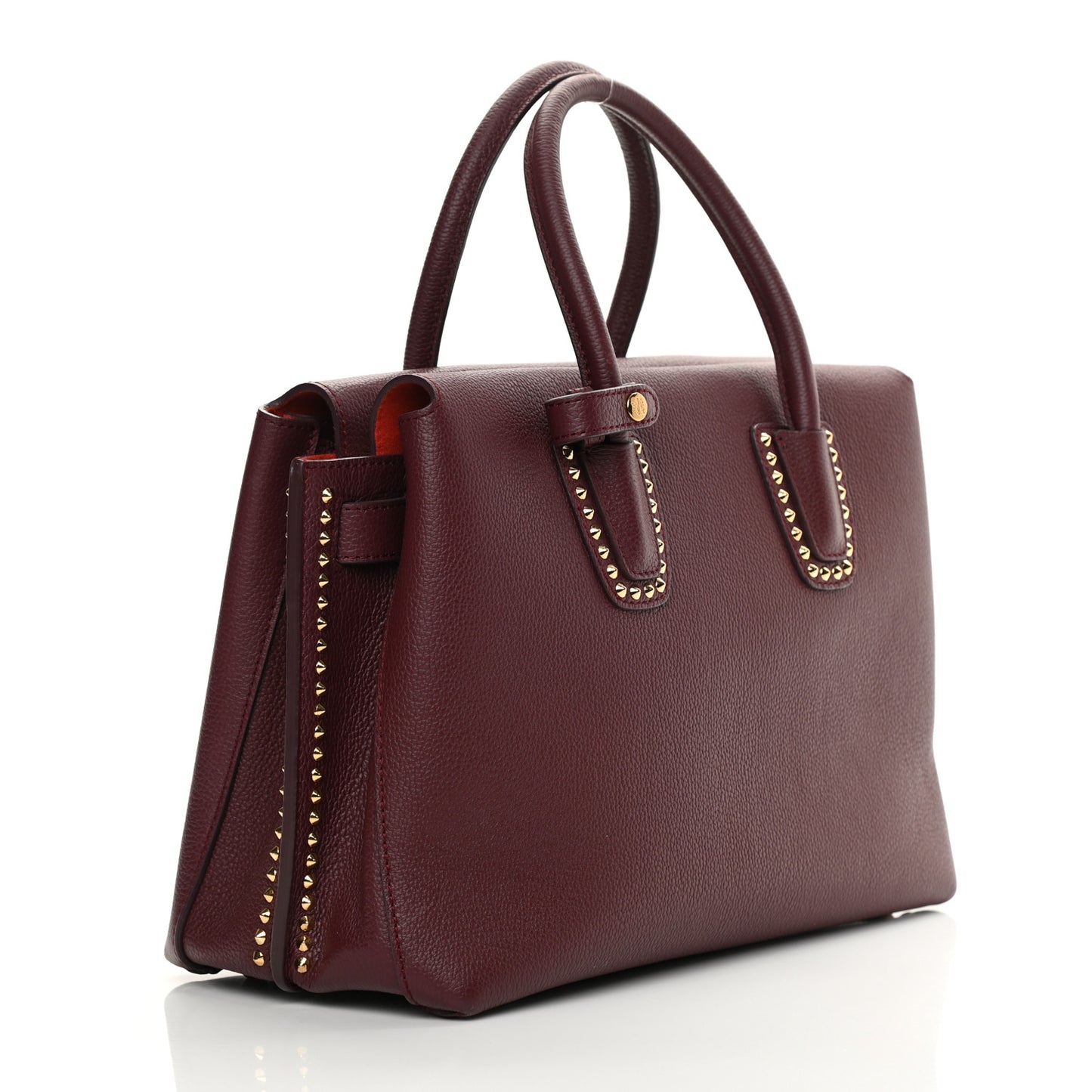 Grained Calfskin Studded Medium Milla Tote Rustic Brown