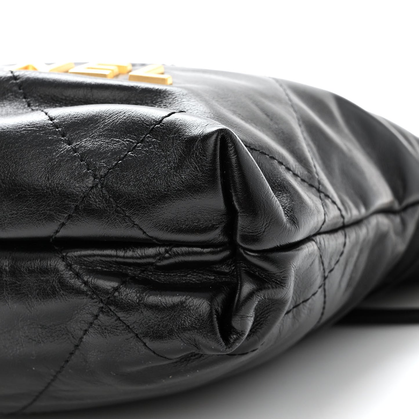 Shiny Calfskin Quilted Mini Chanel 22 Black