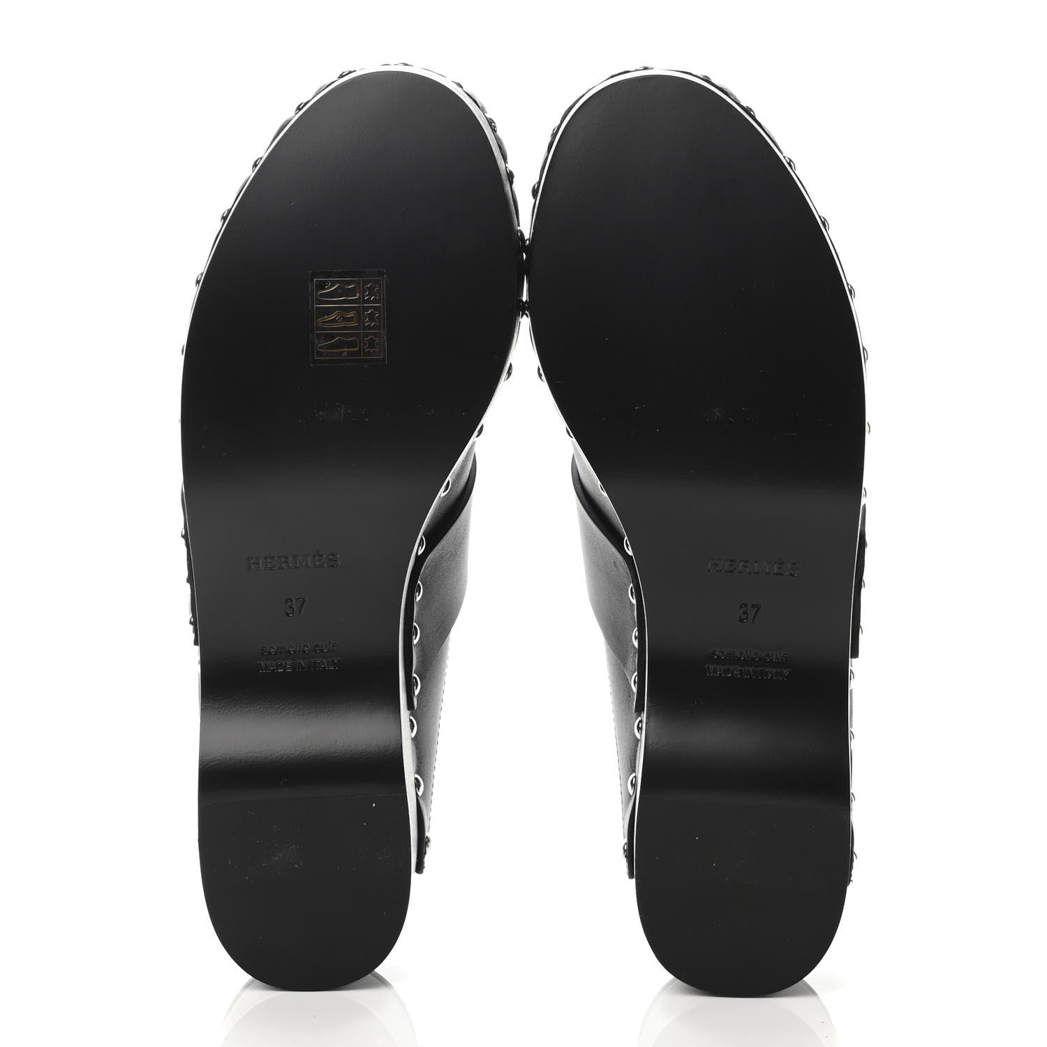 Hermes Calfskin Calya Mules 37 Black 4 of 4