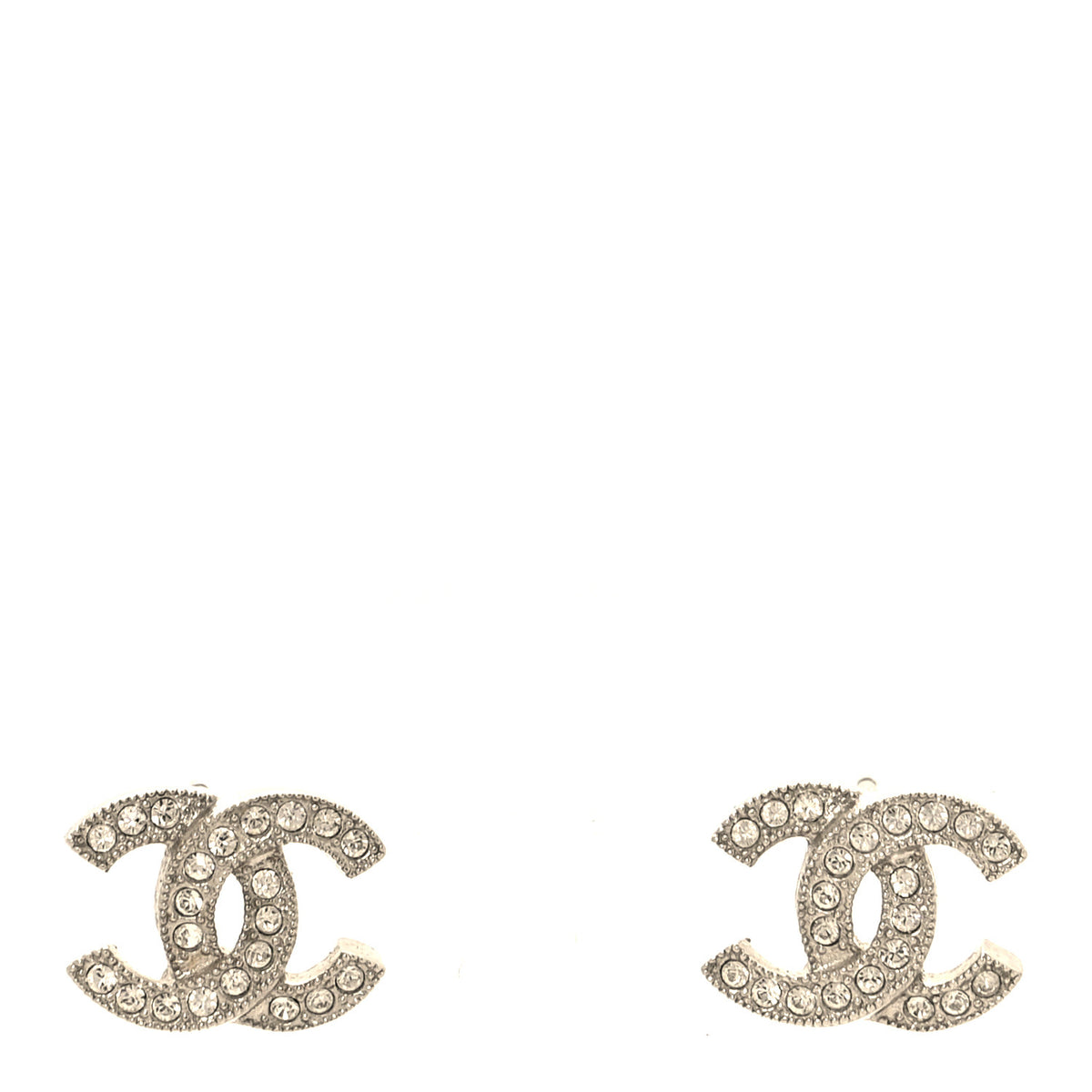 Chanel Crystal Mini Timeless CC Earrings Silver 1 of 5