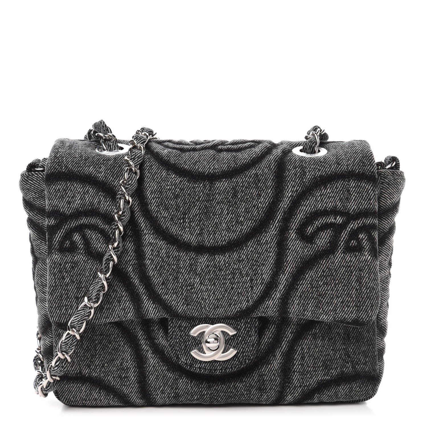 Chanel Denim Stitched Mini Square Flap Black 1 of 11
