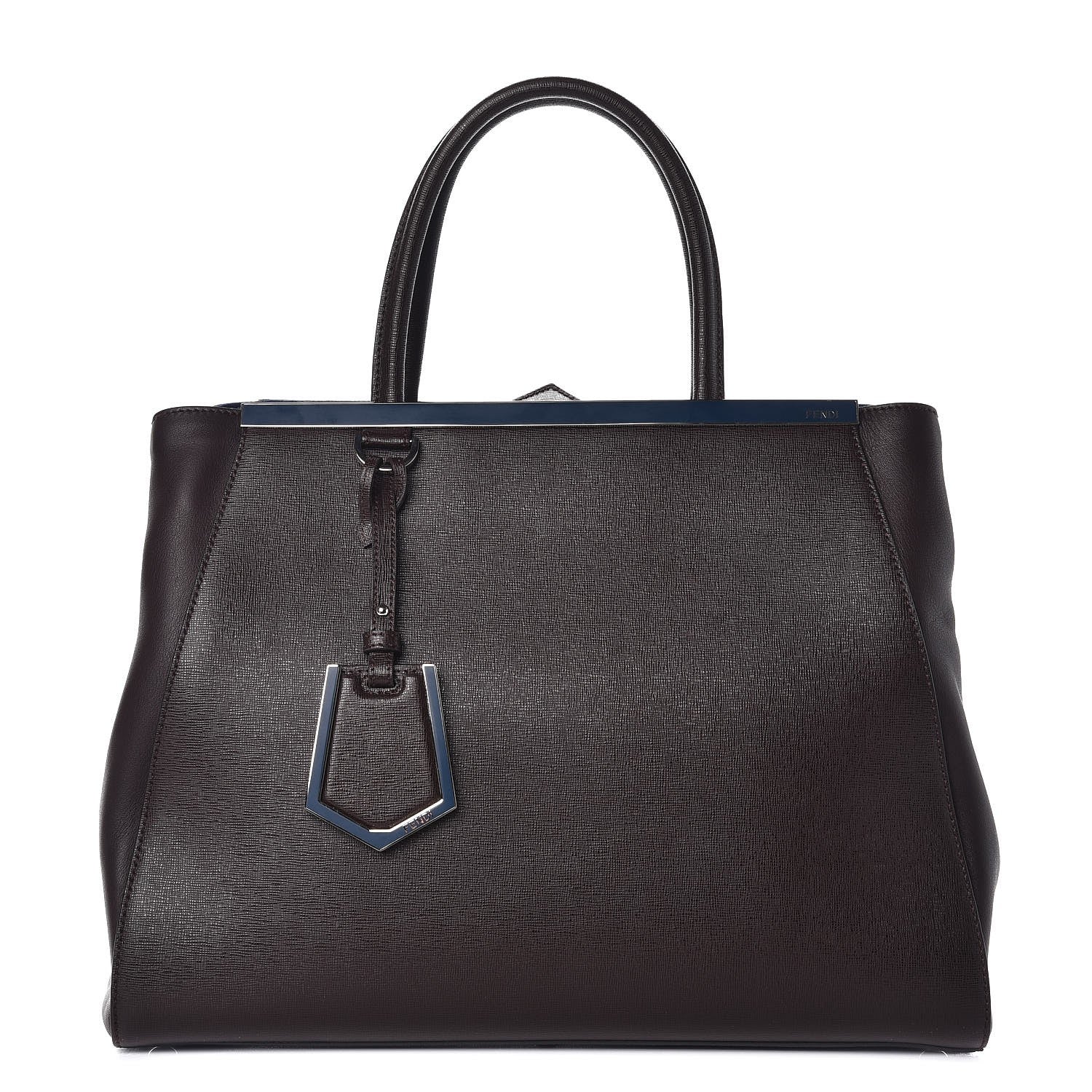 Fendi Vitello Elite Regular 2Jours Tote Caffe Noir Navy 1 of 7