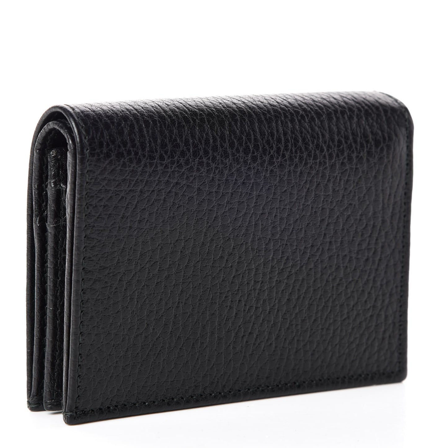 Pebbled Calfskin GG Marmont Card Case Black