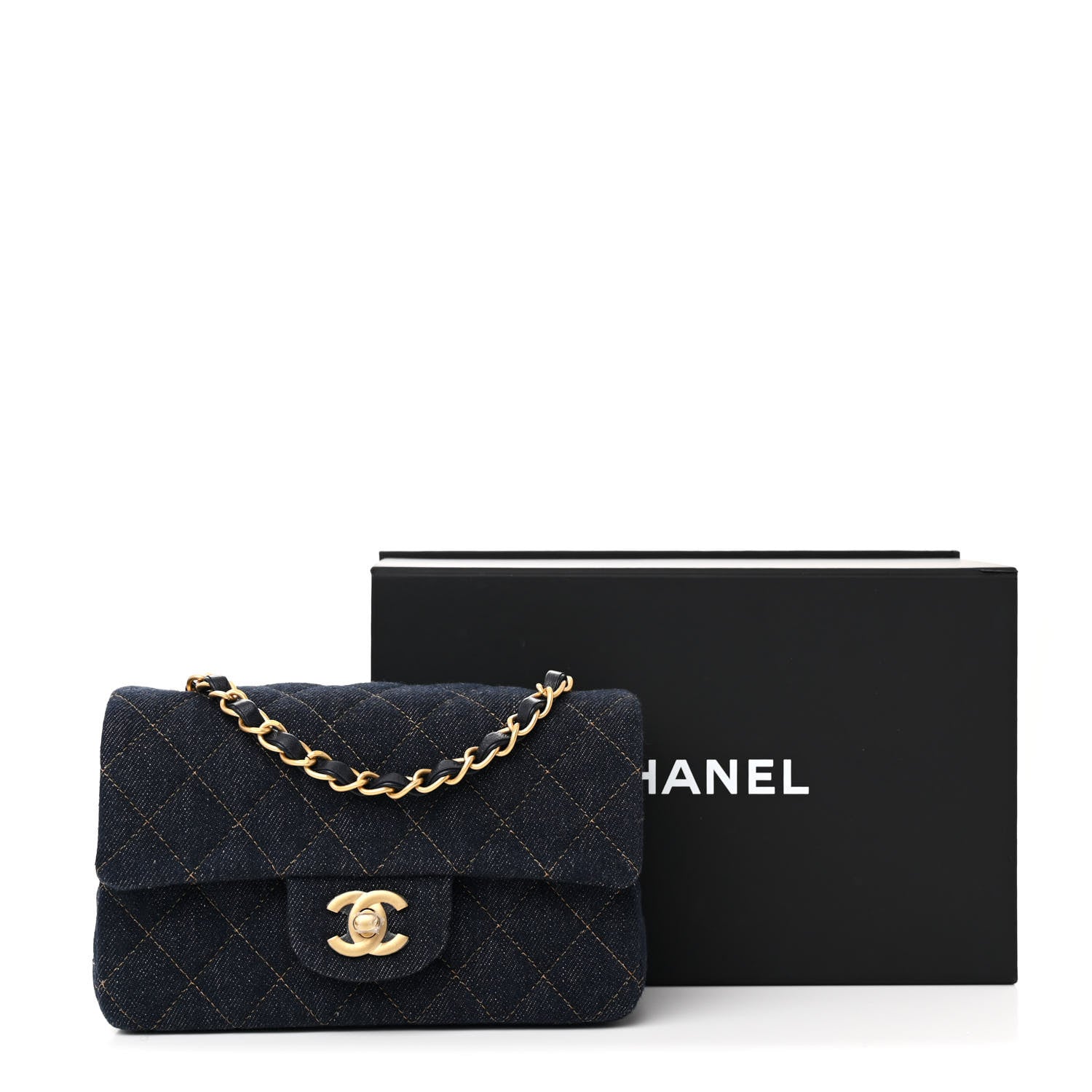Chanel Denim Quilted Mini Rectangular Flap Dark Blue 11 of 11