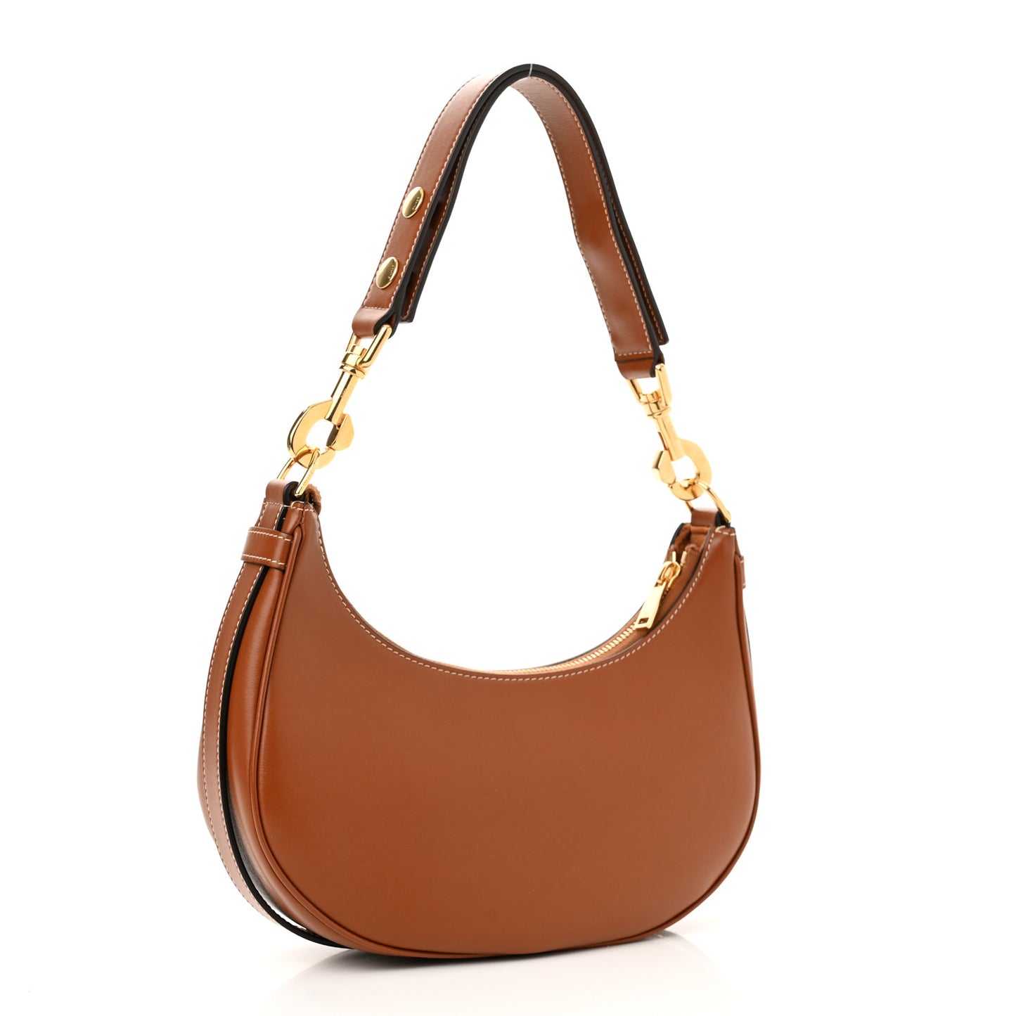 Smooth Calfskin Medium Strap Ava Shoulder Bag Tan