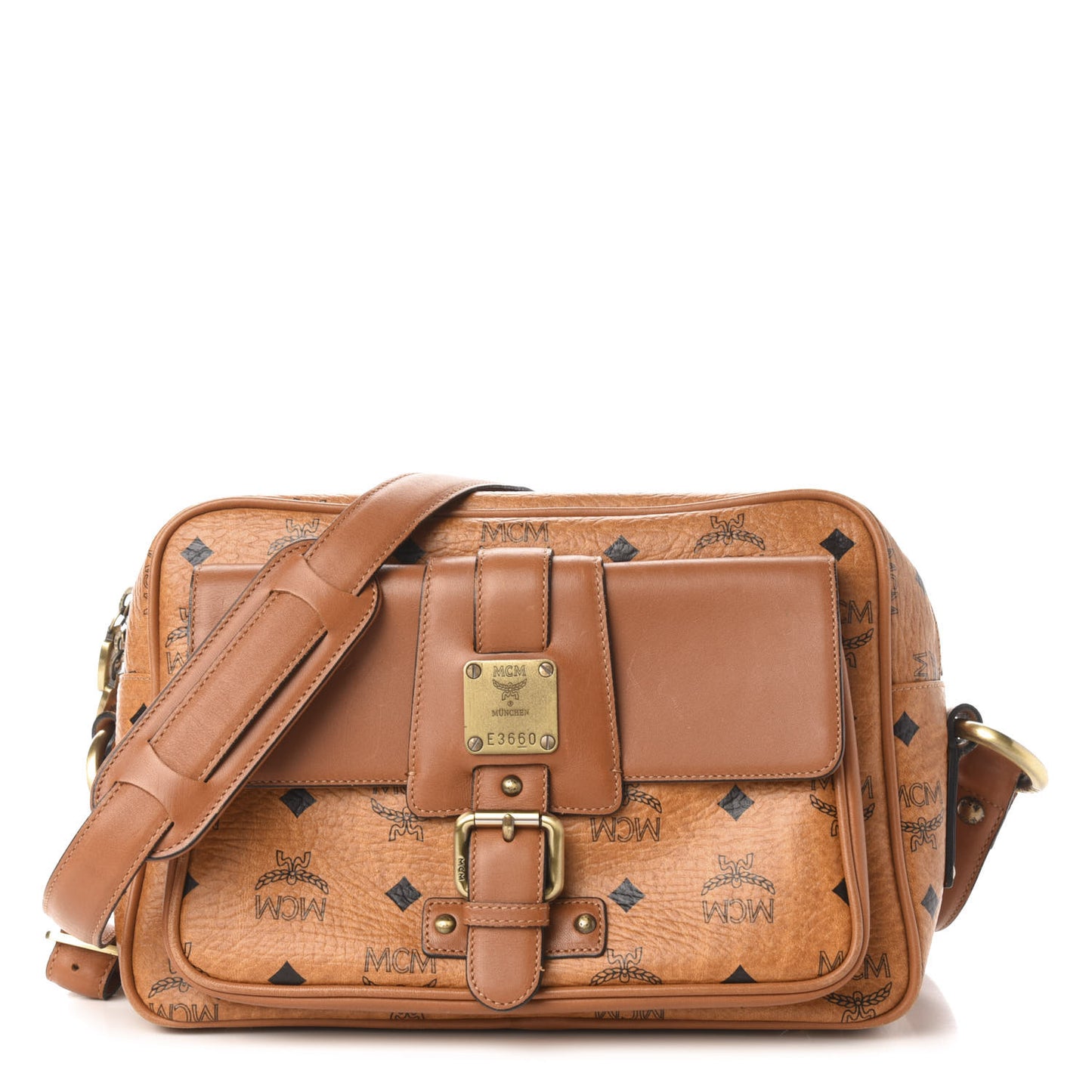 Calfskin Visetos Messenger Cognac