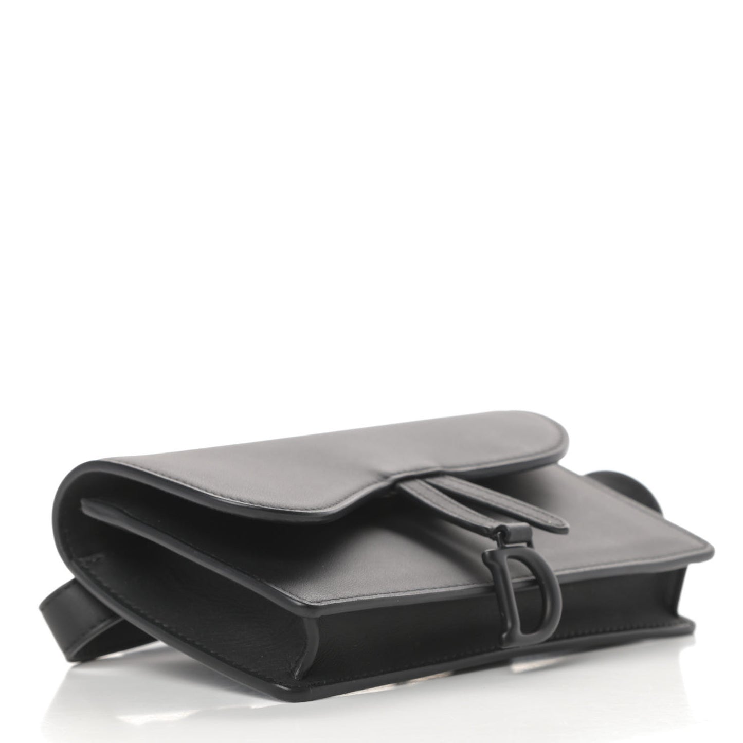 Ultra Matte Calfskin Saddle Belt Clutch Black