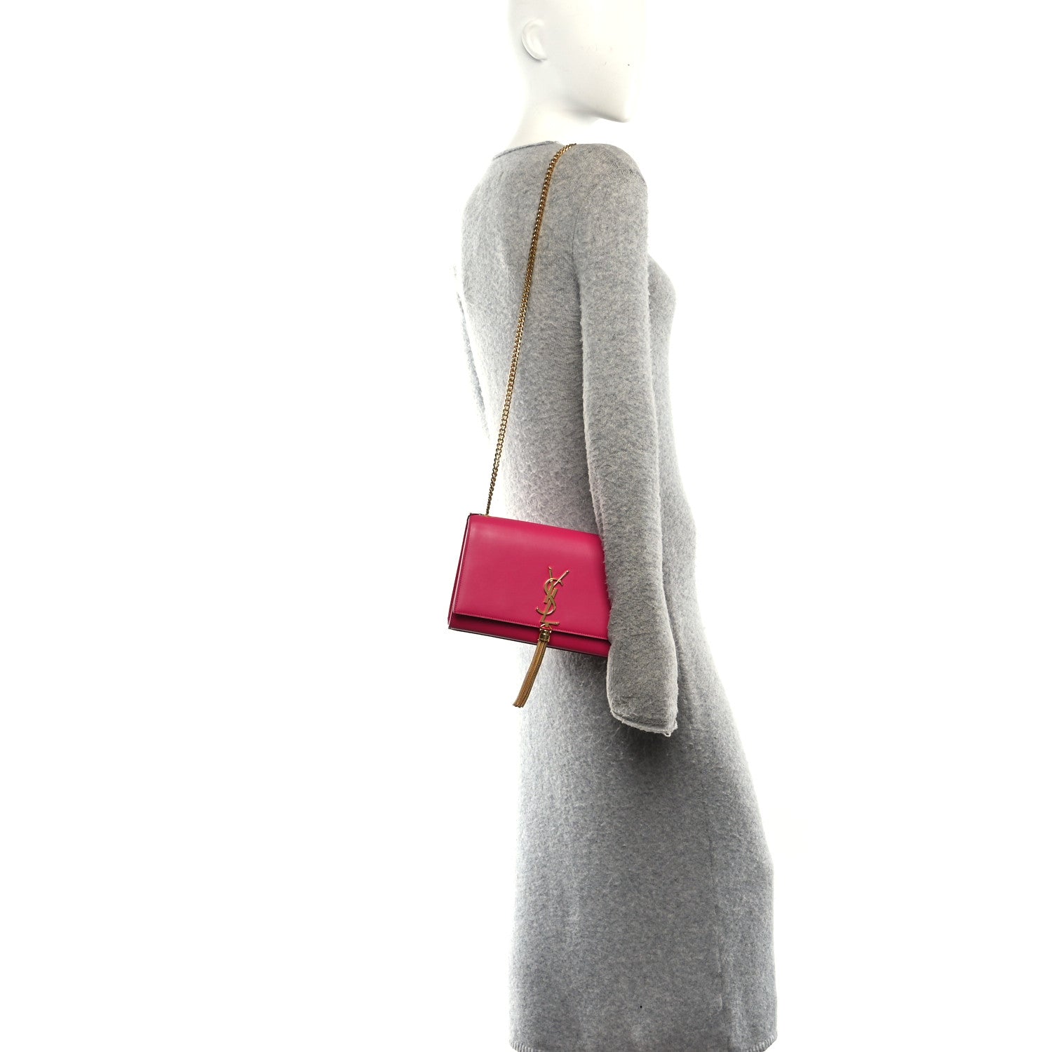 Saint Laurent Smooth Calfskin Medium Classic Monogram Kate Tassel Satchel Fuchsia 2 of 10