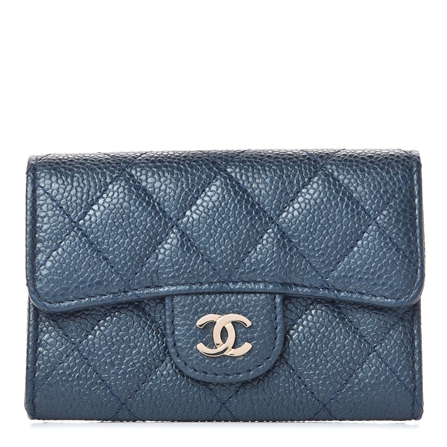 Chanel Iridescent Caviar Quilted Flap Card Holder Dark Blue 1 of 8
