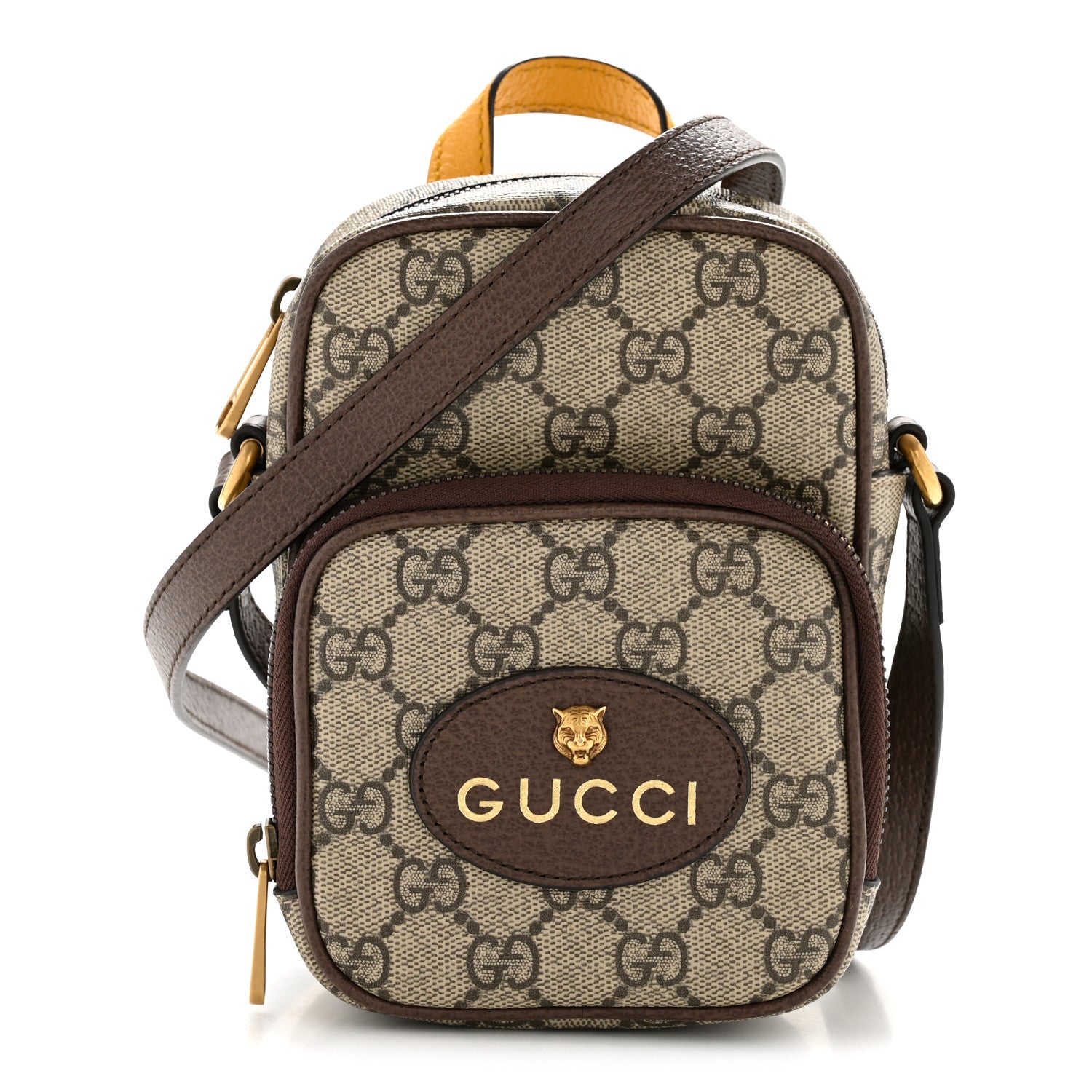 Gucci GG Supreme Monogram Mini Neo Vintage Double Zip Messenger Bag Beige New Acero Crop 1 of 11