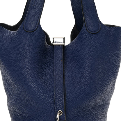 Hermes Taurillon Clemence Picotin Lock 18 PM Bleu Saphir 8 of 12