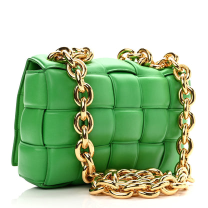 Bottega Veneta Lambskin Maxi Intreccio Padded Chain Cassette Crossbody Bag Grass 3 of 9