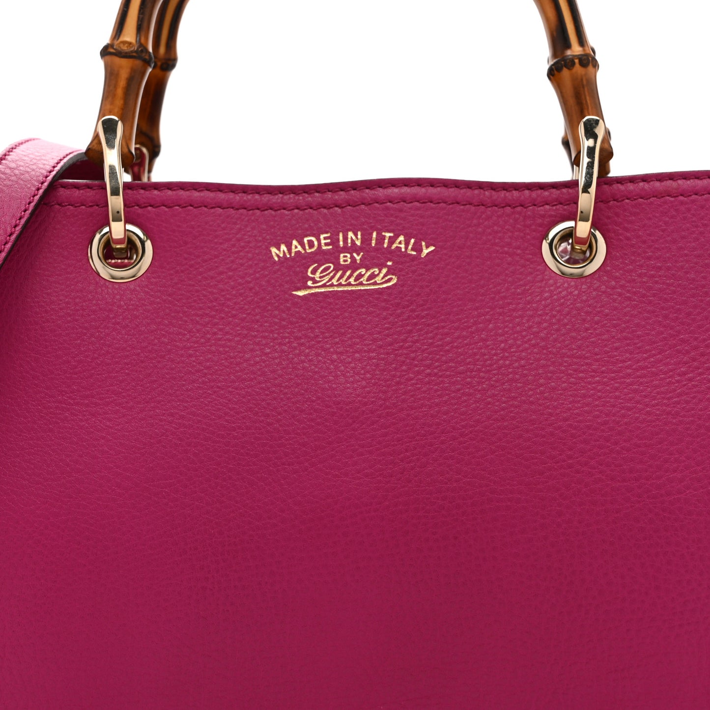 Pebbled Calfskin Medium Bamboo Shopper Tote Bright Bougainvillea