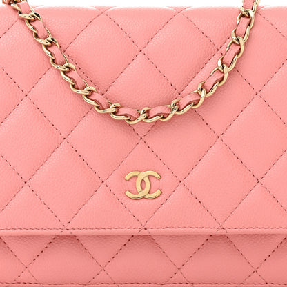 Chanel Caviar Quilted Wallet on Chain WOC Coral Pink 9 of 13
