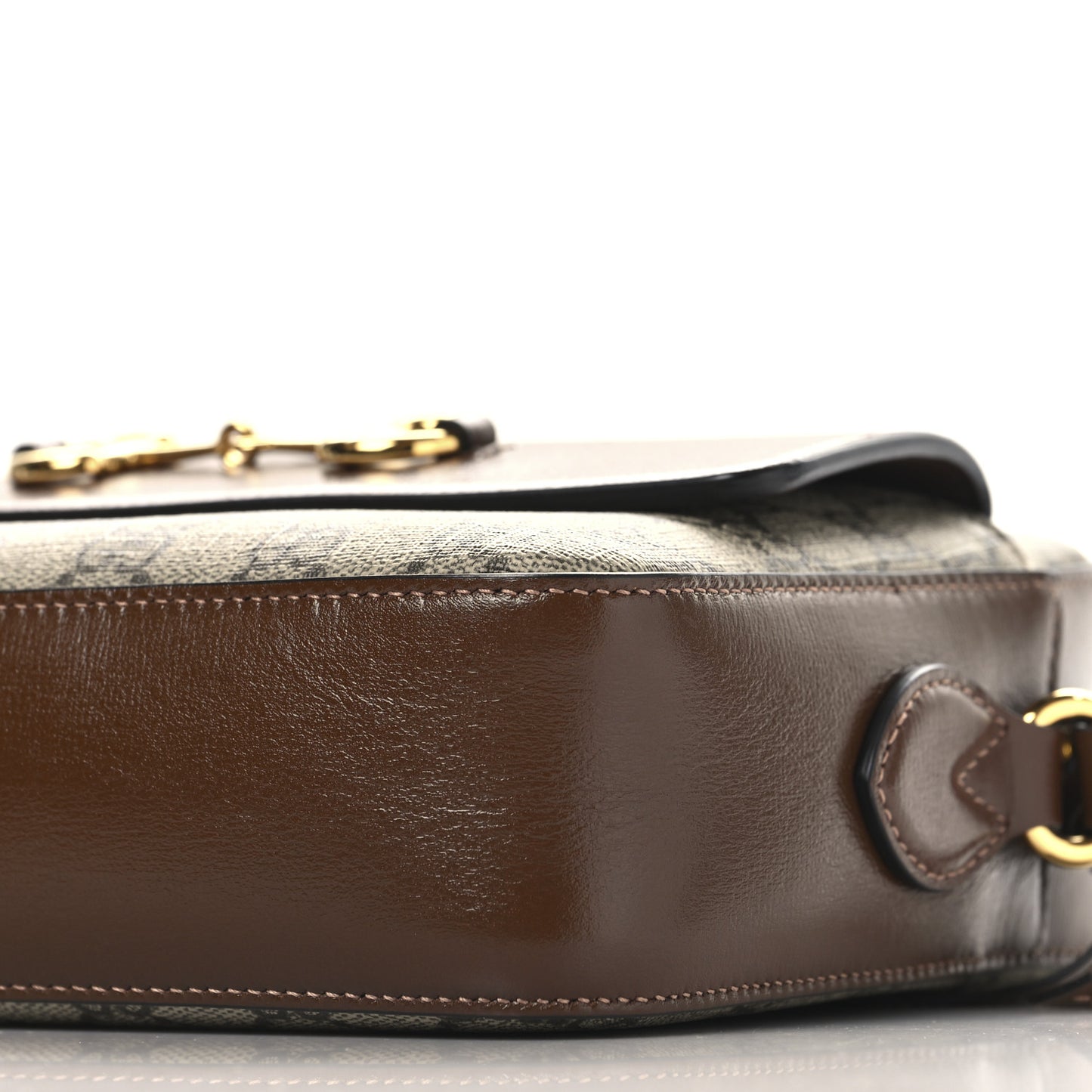 GG Supreme Monogram Small Horsebit 1955 Shoulder Bag Beige Brown Sugar