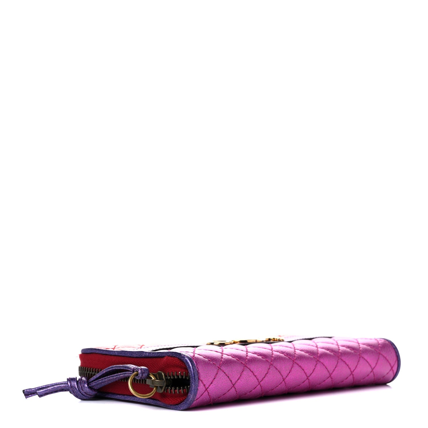 Gucci Laminated Nappa Trapuntata Zumi Zip Around Wallet Rosso Fuxia Bizantin 3 of 13