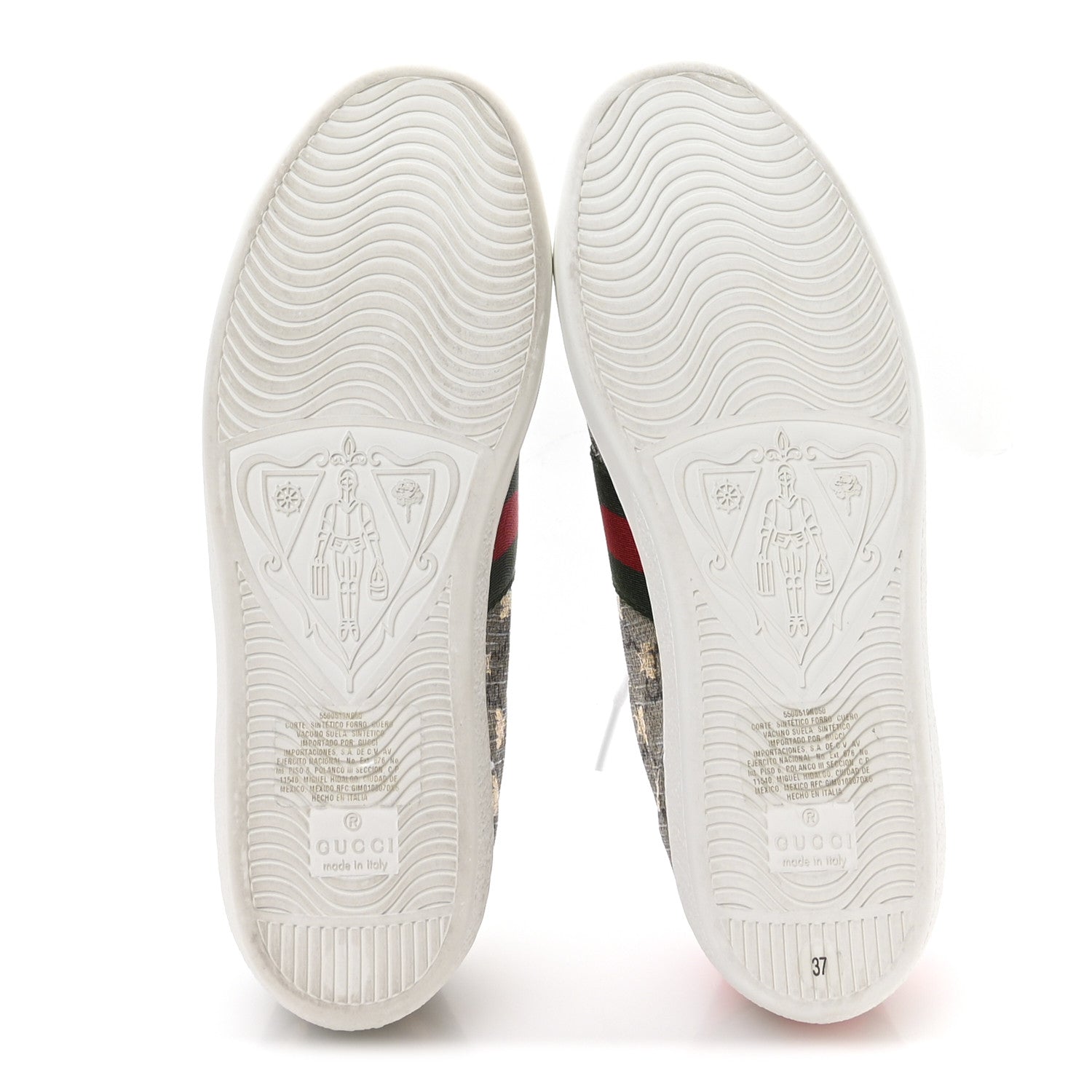 Gucci GG Supreme Monogram Bees Ayers Web Womens Ace Sneakers 37 Beige Oro Green Red 6 of 9