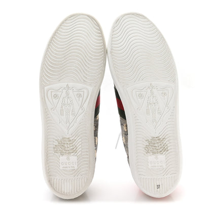 Gucci GG Supreme Monogram Bees Ayers Web Womens Ace Sneakers 37 Beige Oro Green Red 6 of 9