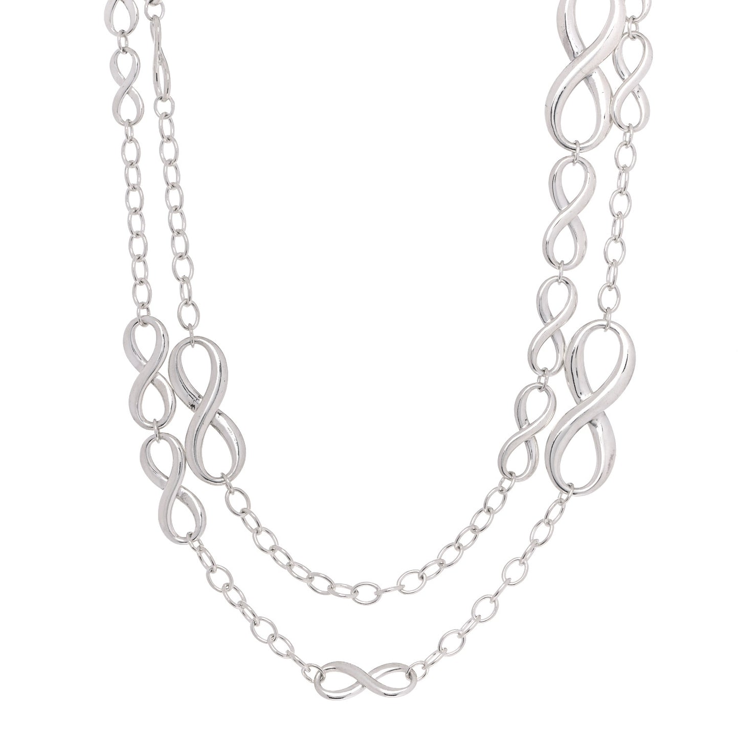 Sterling Silver Wide Infinity Endless Necklace