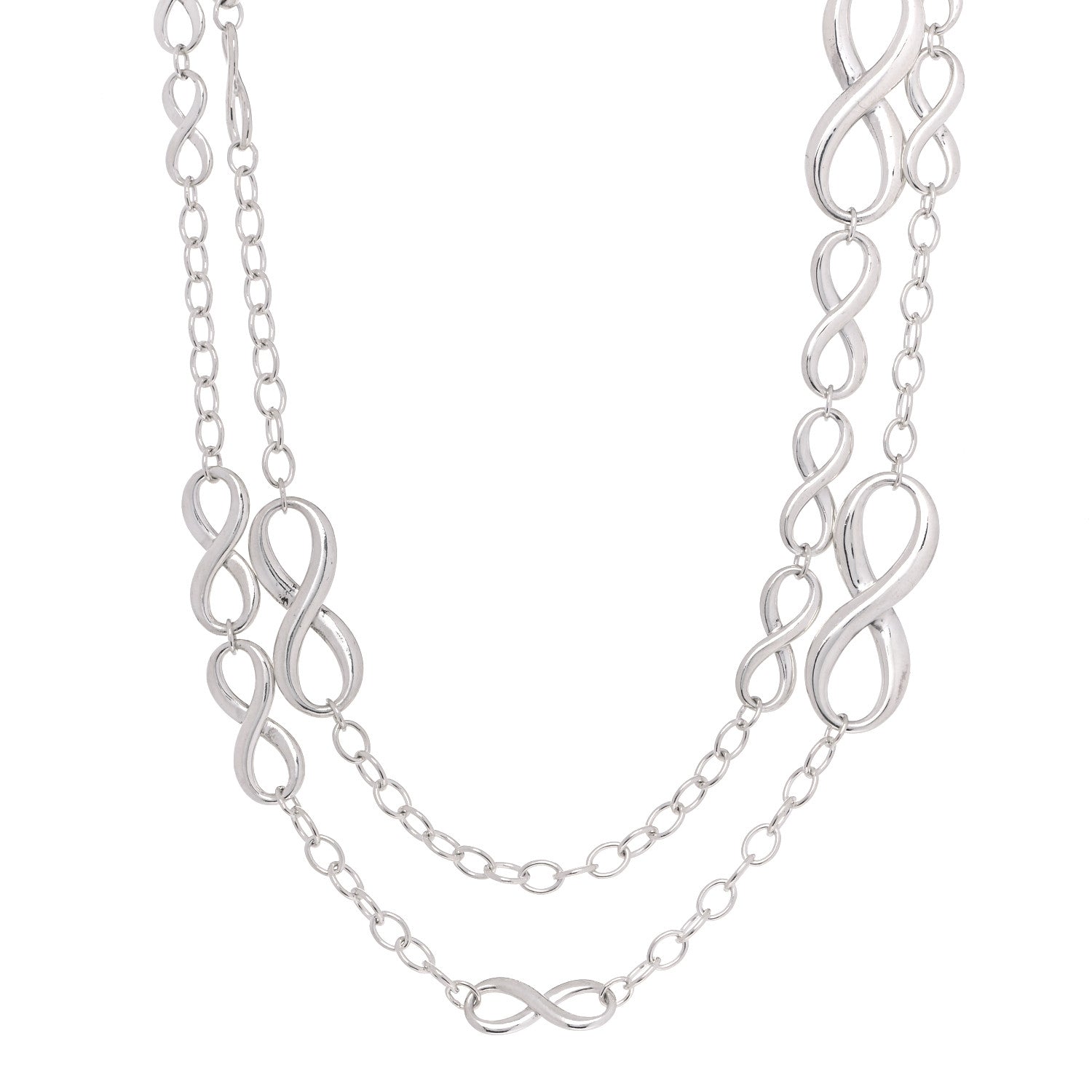 Tiffany Sterling Silver Wide Infinity Endless Necklace 1 of 5