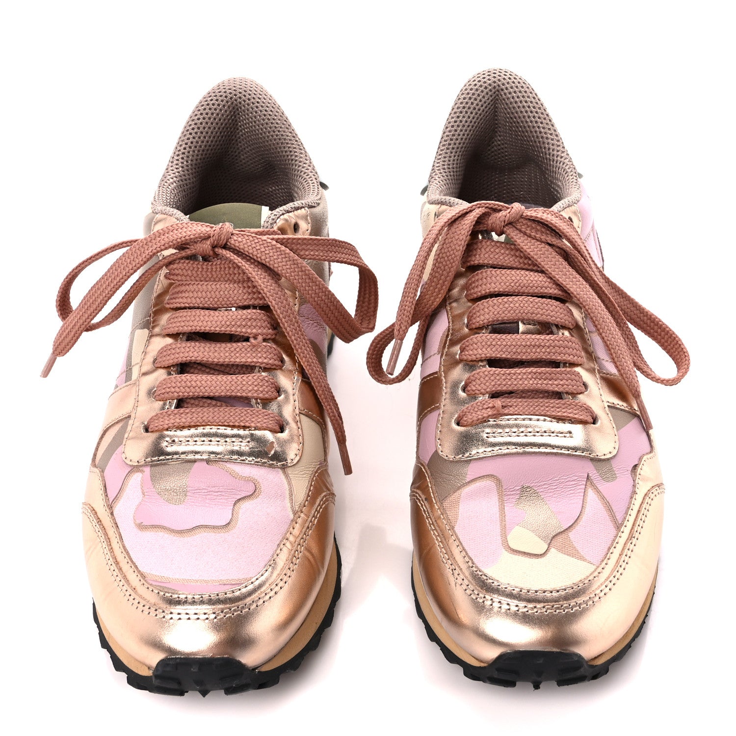 Valentino Garavani Metallic Nappa Suede Camouflage Womens Rockrunner Sneakers 37 Multicolor 2 of 8
