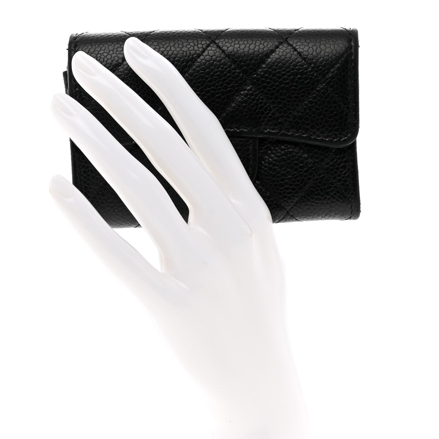 Chanel Caviar Quilted Flap Card Holder Wallet Black 2 of 9