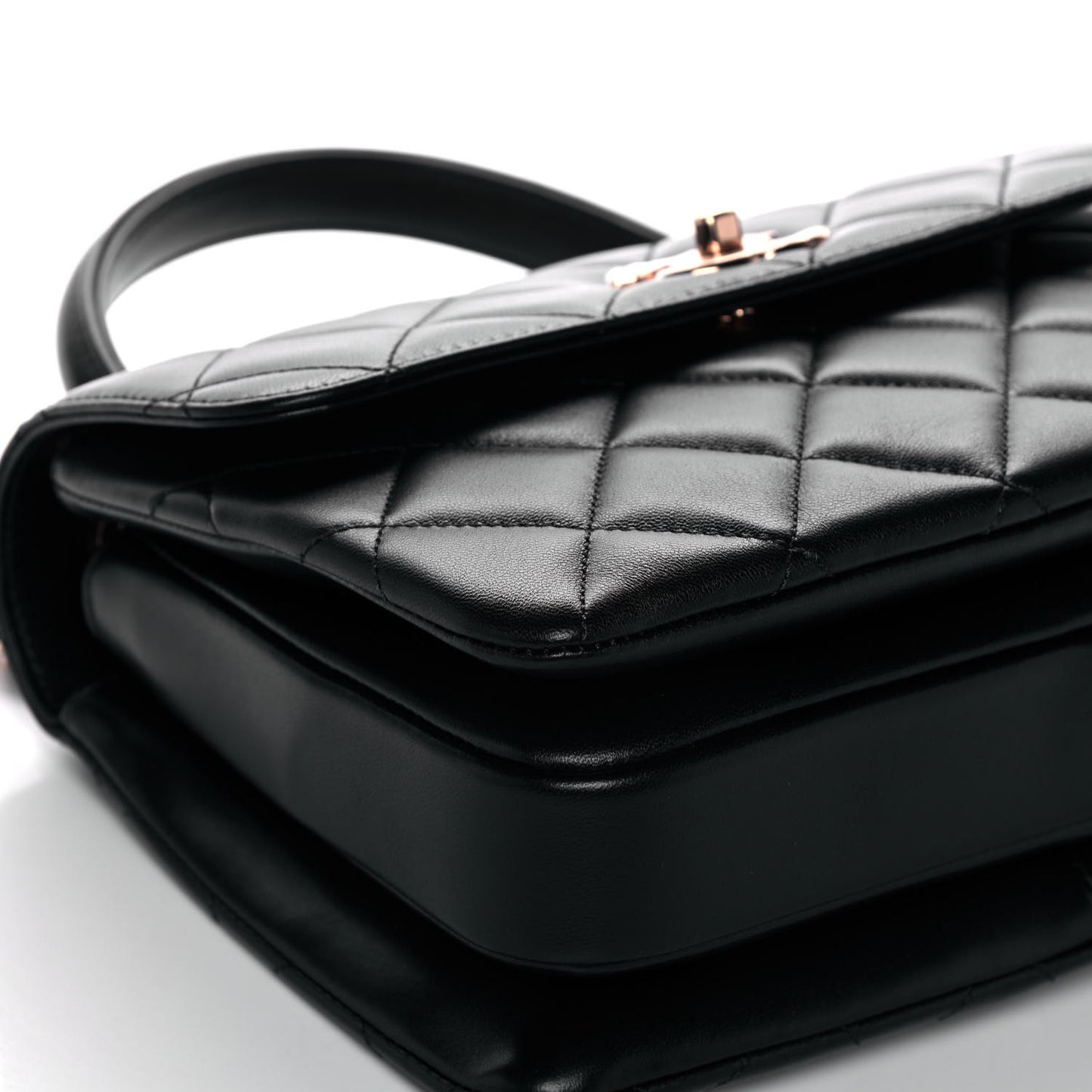 Lambskin Quilted Small Trendy CC Dual Handle Flap Bag Black