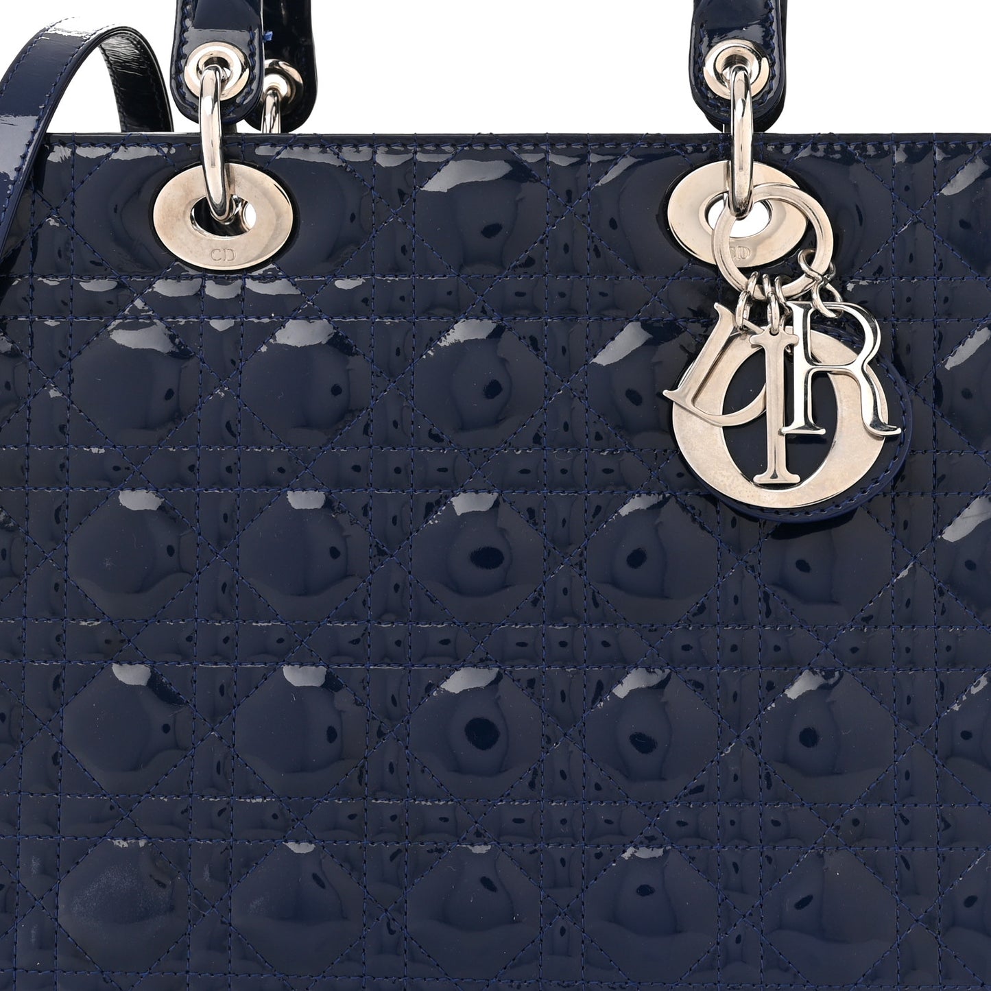 Patent Cannage Large Lady Dior Blue