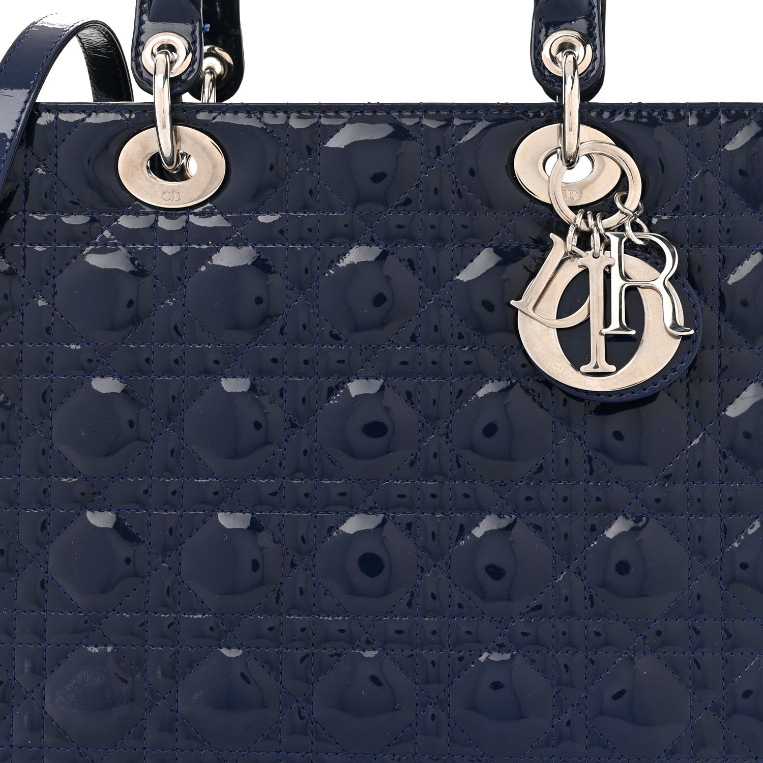 Christian Dior Patent Cannage Large Lady Dior Blue 8 of 12