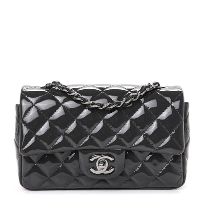 Chanel Patent Calfskin Quilted Mini Rectangular Flap Dark Grey 1 of 12