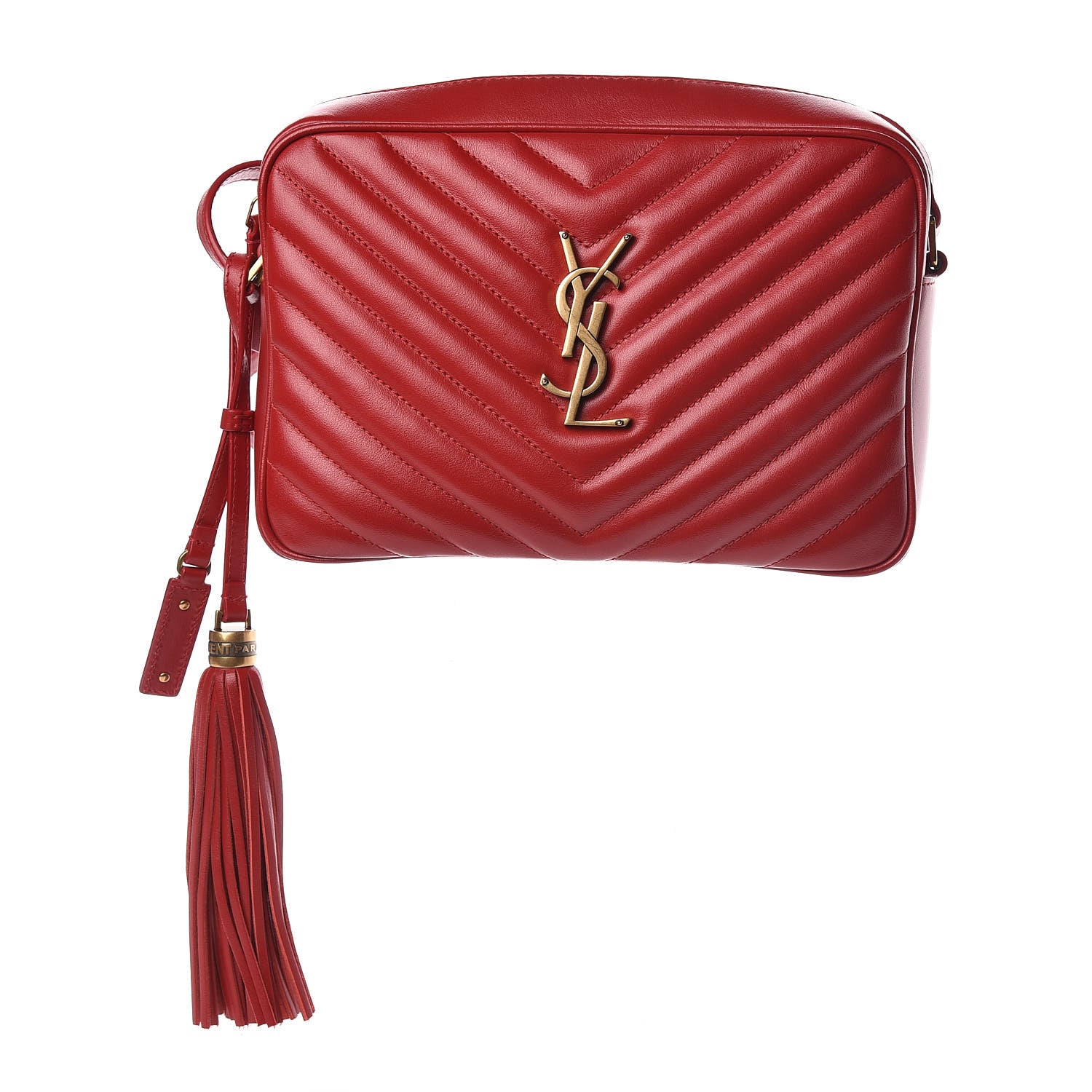 Saint Laurent Calfskin Matelasse Monogram Lou Camera Bag Red 1 of 9