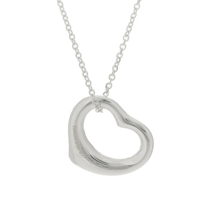 Tiffany Sterling Silver 16mm Elsa Peretti Open Heart Pendant Necklace 4 of 7
