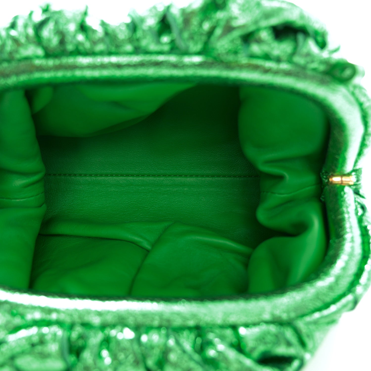 Bottega Veneta Metallic Nappa Intrecciato The Mini Pouch Parakeet 5 of 11