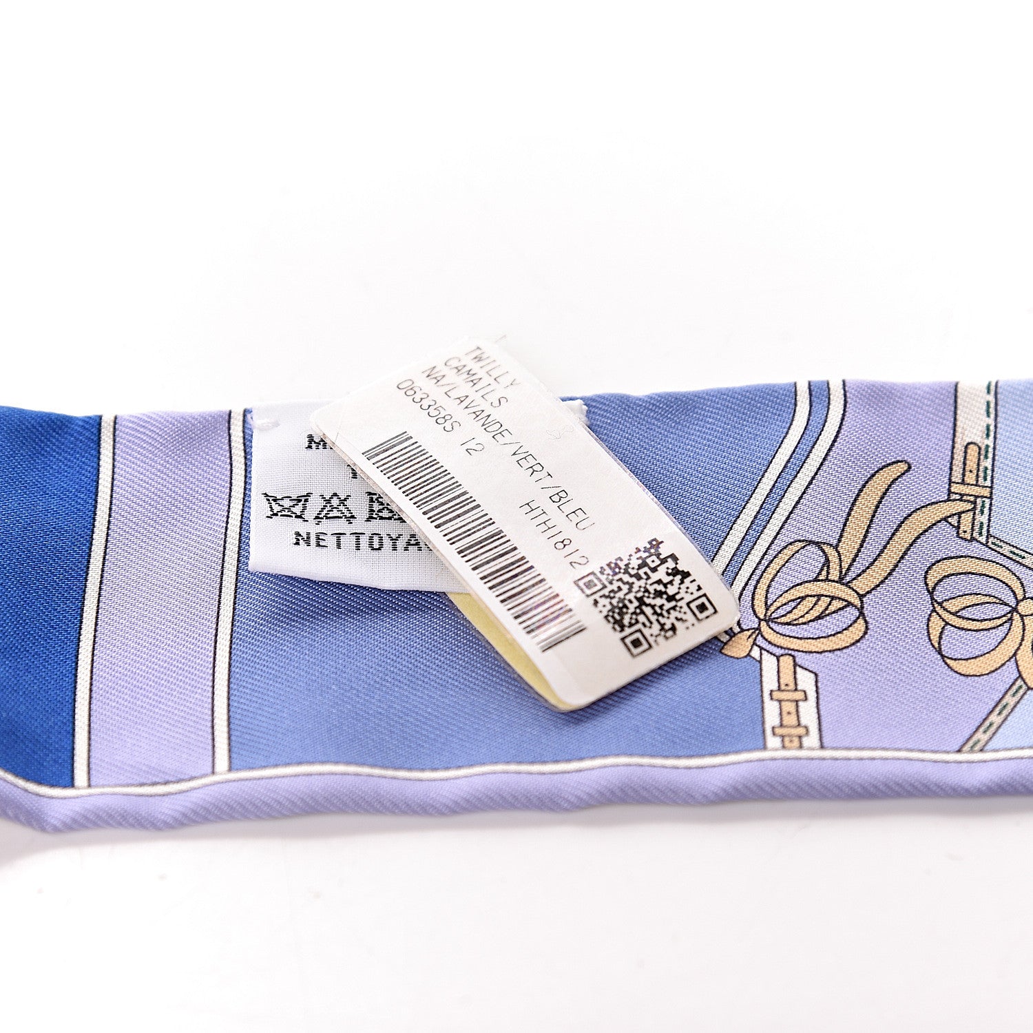 Hermes Silk Camails Twilly Scarf Lavande Vert Bleu 3 of 4