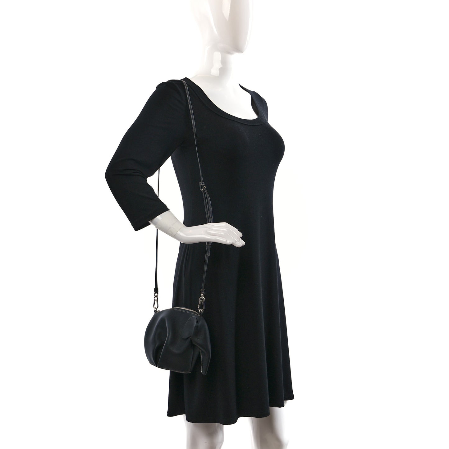 Calfskin Mini Elephant Crossbody Bag Black