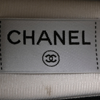 Chanel Tweed Suede Calfskin Womens CC Sneakers 38.5 Dark Blue Black Grey White 6 of 9