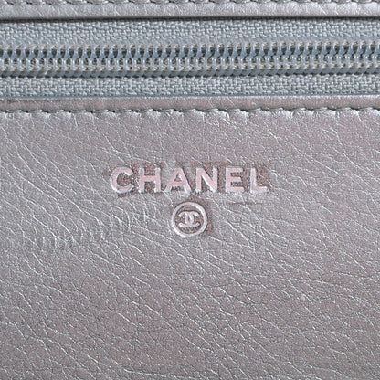 Chanel Lambskin Quilted Boy Wallet On Chain WOC Silver 6 of 8