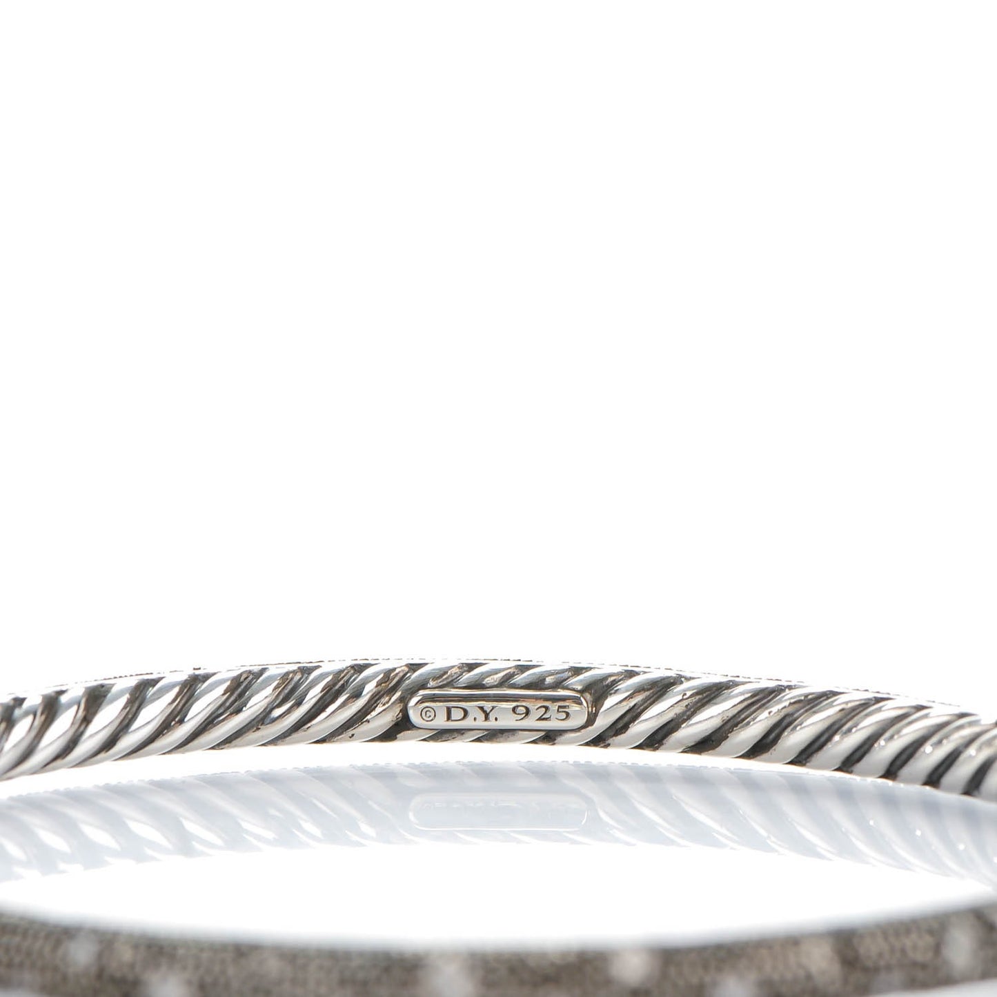 Sterling Silver Pave Diamond 4mm Midnight Melange Bangle