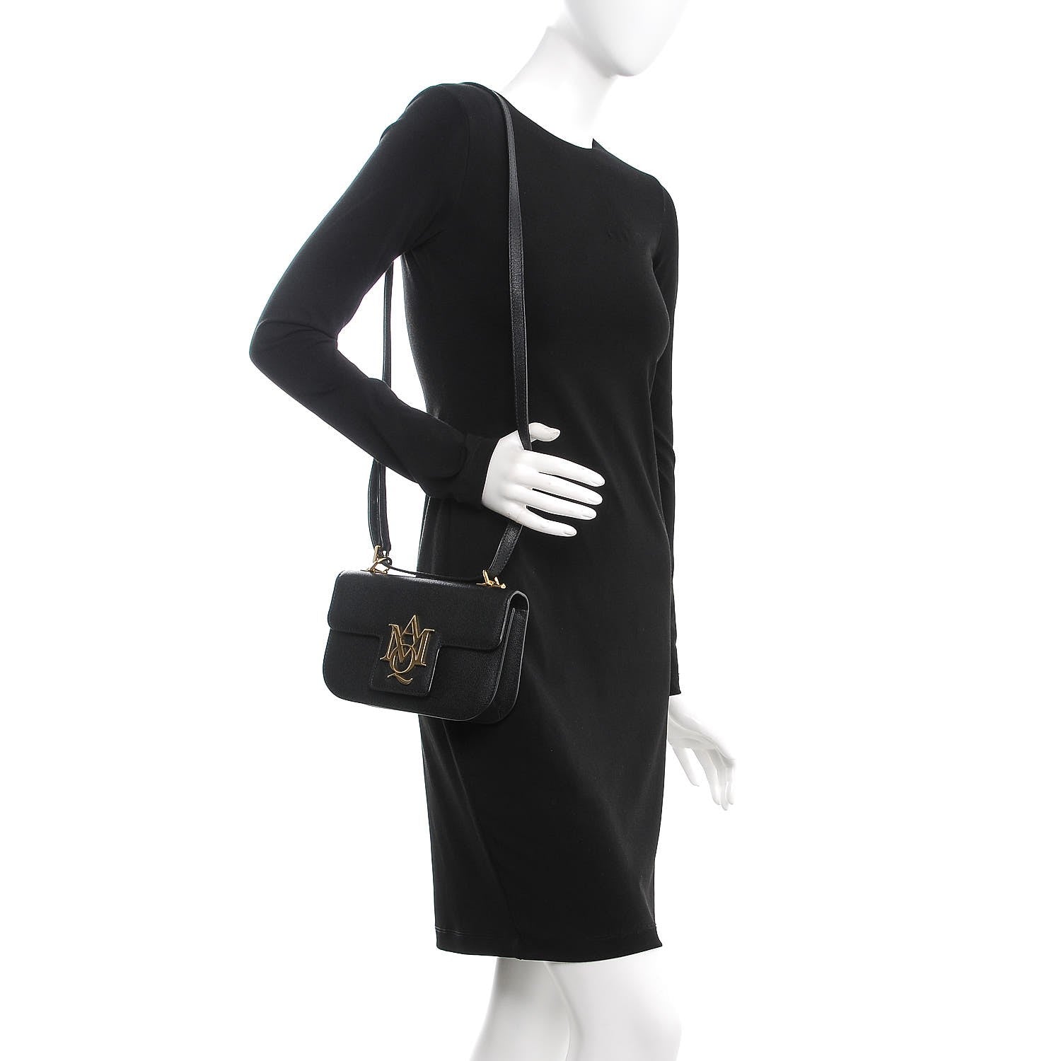 Alexander McQueen Grained Calfskin Small Insignia Flap Black 2 of 7