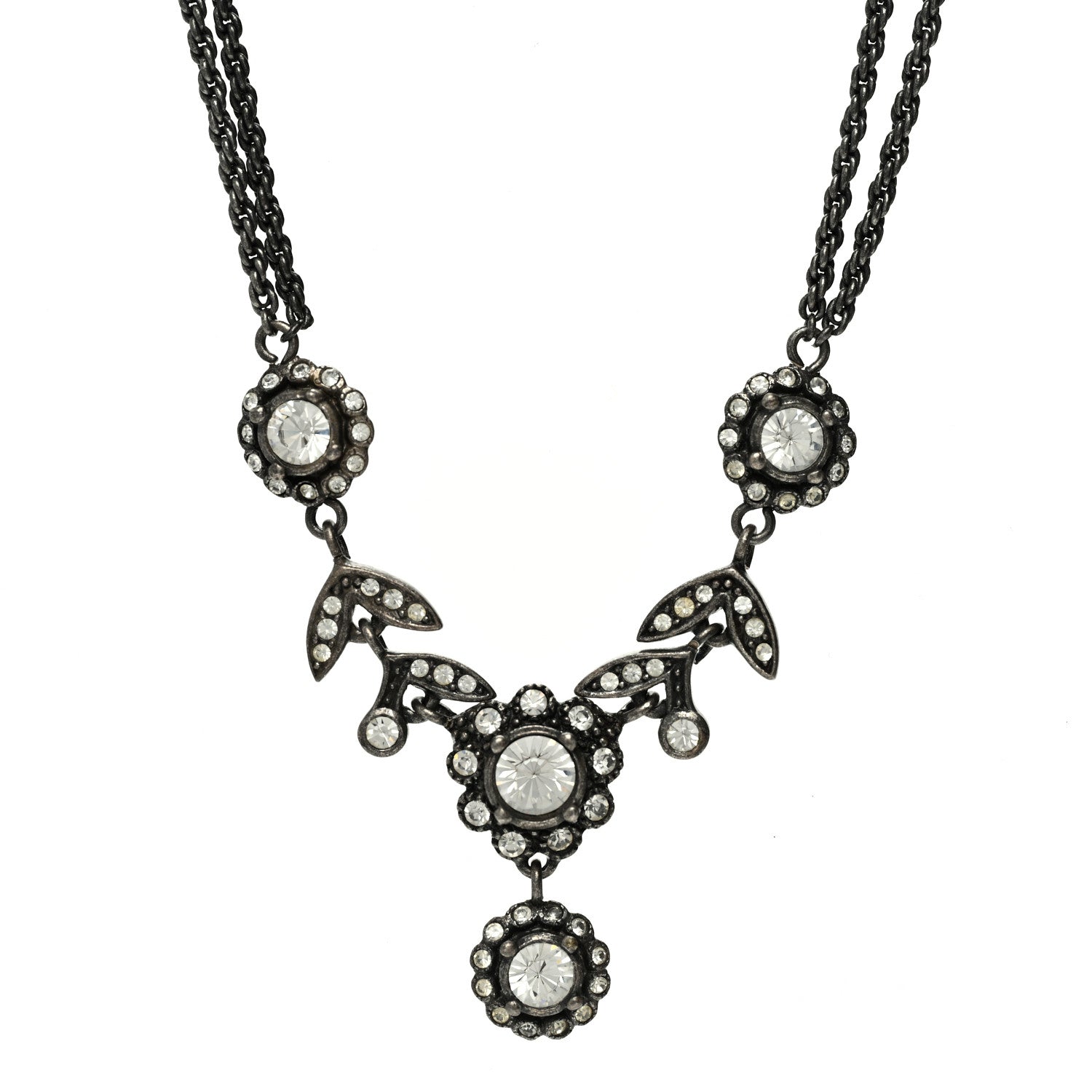 Christian Dior Crystal Flower Necklace Black 1 of 5