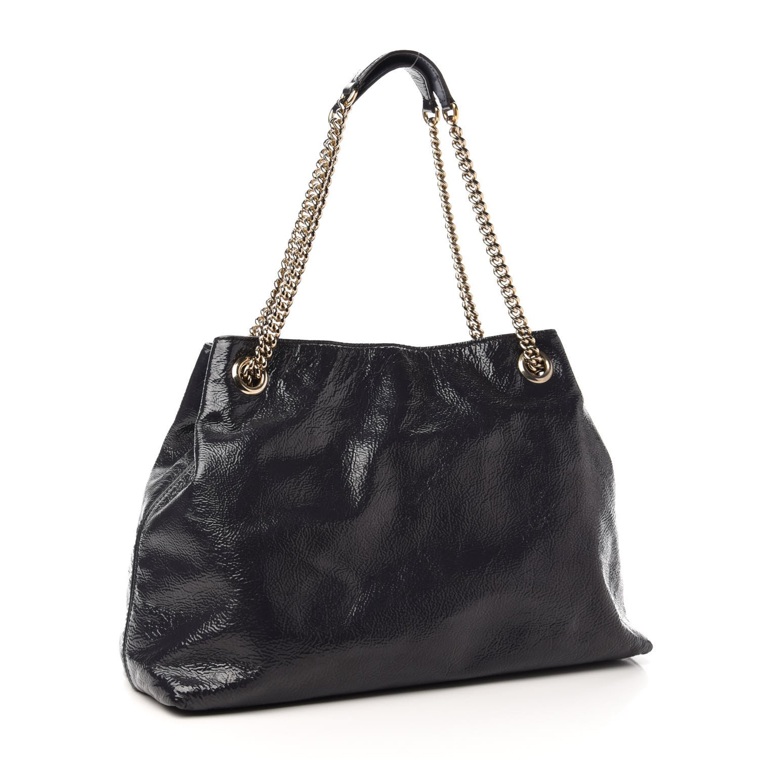 Gucci Patent Medium Soho Chain Shoulder Bag Uniform Blue 3 of 14